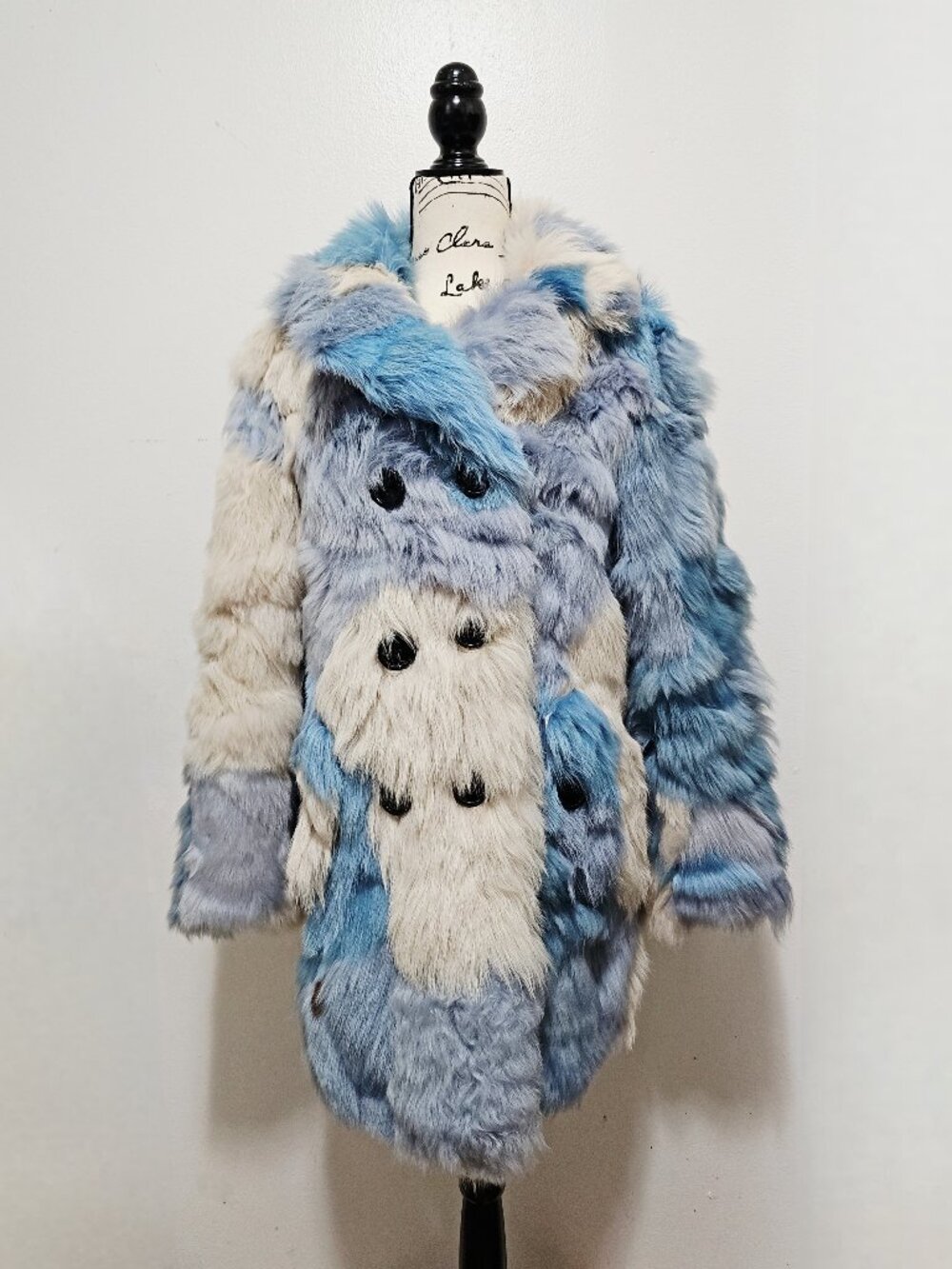 New Real Sheepskin Toscana Long-hair Lamb Fur Jacket White Beige Blue Patchwork